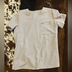 Figs Catarina Bone Gray V-Neck scrub top